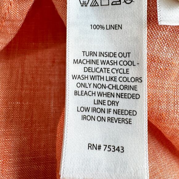 Singrid Olsen Womens Button Shirt Top Size 1X 100% Linen Beachy Summer Peach - Picture 5 of 6